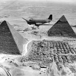 Air Transport Command C 47 over the pyramids