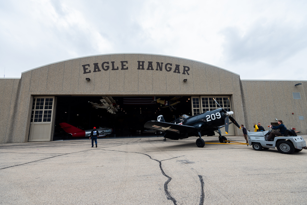 Airplane move into Eagle Hangar 20220406 by Alden Frautschy