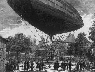 Airship Tissandier electric airship departing from Auteuil Paris 8 October 1883 LOC