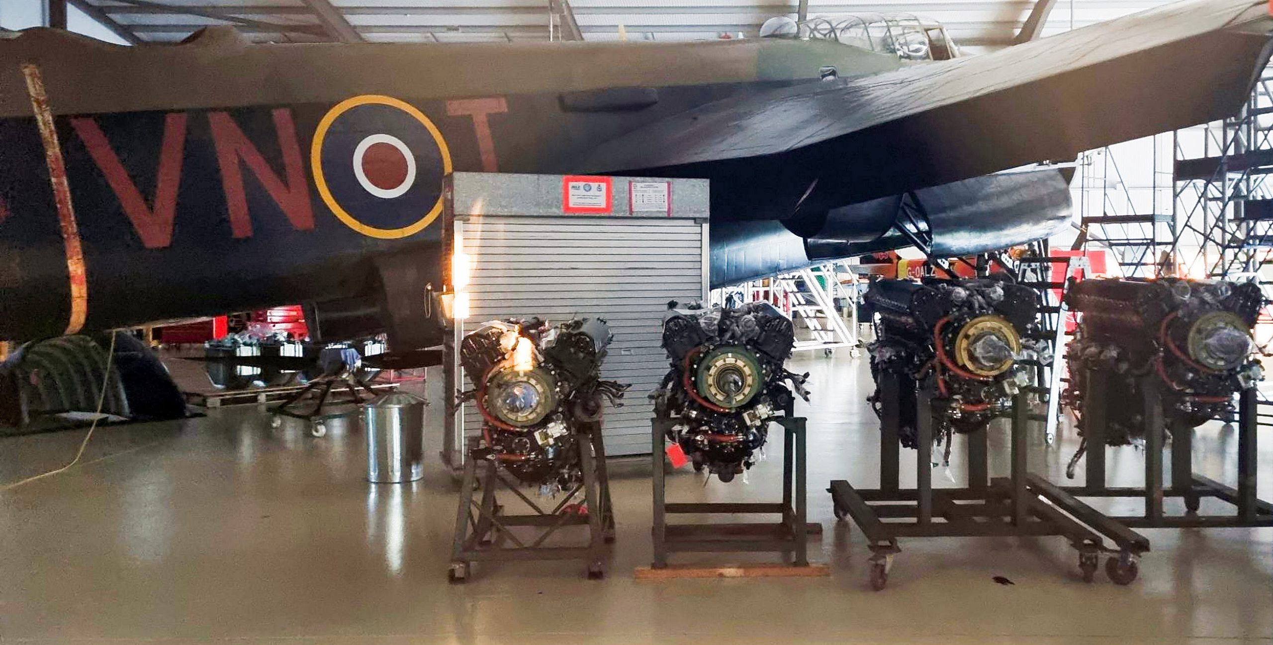 RAF Battle of Britain Memorial Flight Lancaster PA474 ‘Major’ Maintenance Update 17 All four engines have now been removed from the Lancaster. scaled