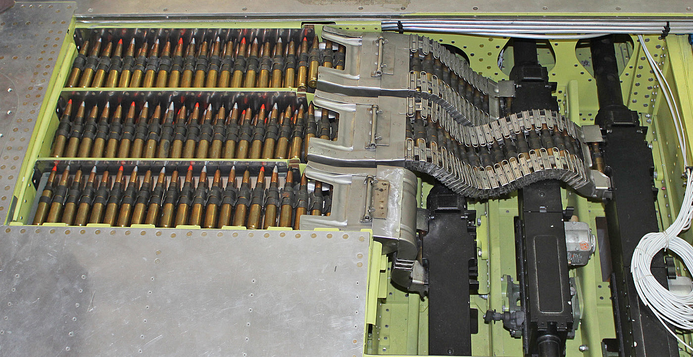 A view of the left hand gun bay. Ammo trays are filled with 413 rounds per tray.(photo via Tom Reilly)