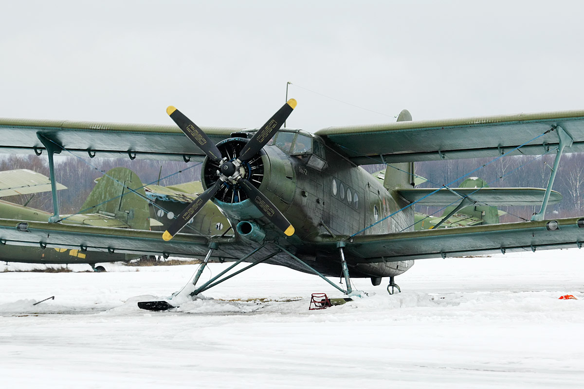 An 2 on skis at Volosovo air field12 Chekhovsky District Moscow region