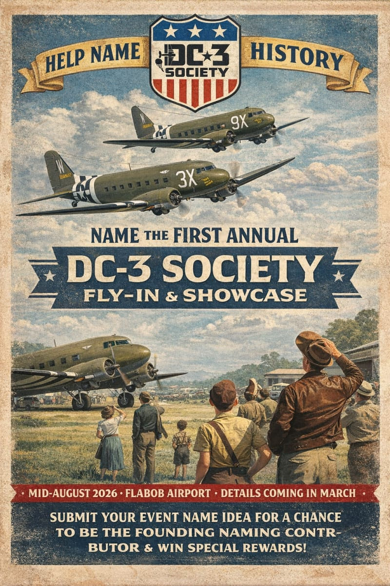 Announcing the Inaugural DC-3 Society Fly-In & Showcase 12 Announcing the Inaugural DC 3 Society Fly In Showcase