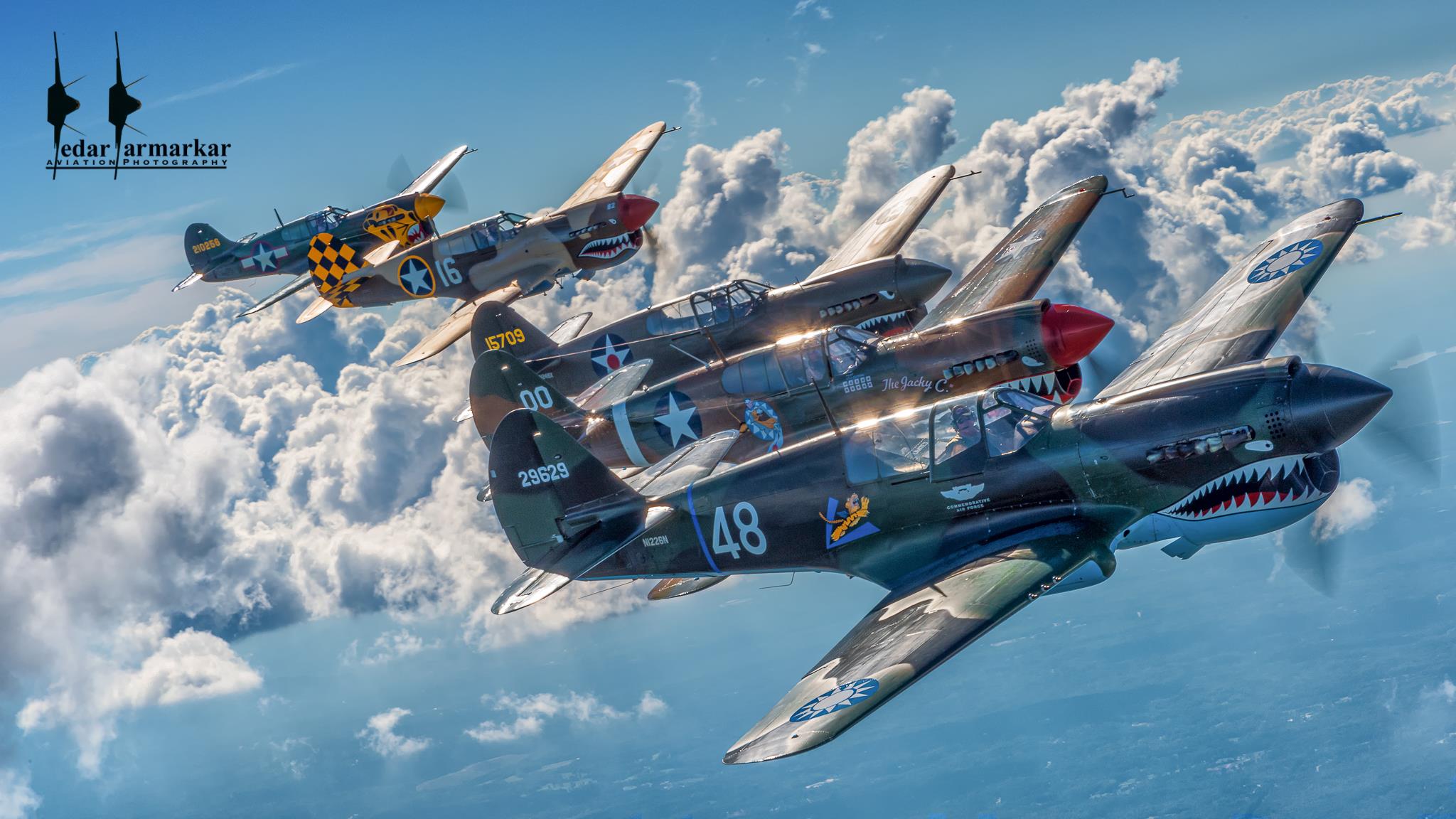 The majestic formation of the five P-40s that participated in the 2016 Atlanta Warbird Weekend. ( Photo by Kedar Karmakar)