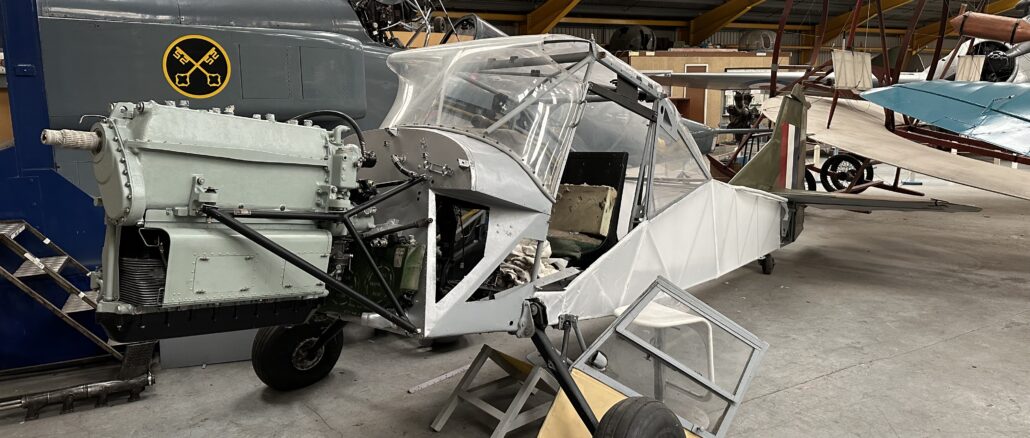 The Newark Air Museum's Auster AOP.9 project now has its Blackburn Cirrus engine in place. [Photo by Howard Heeley - Down To Earth Promotions]