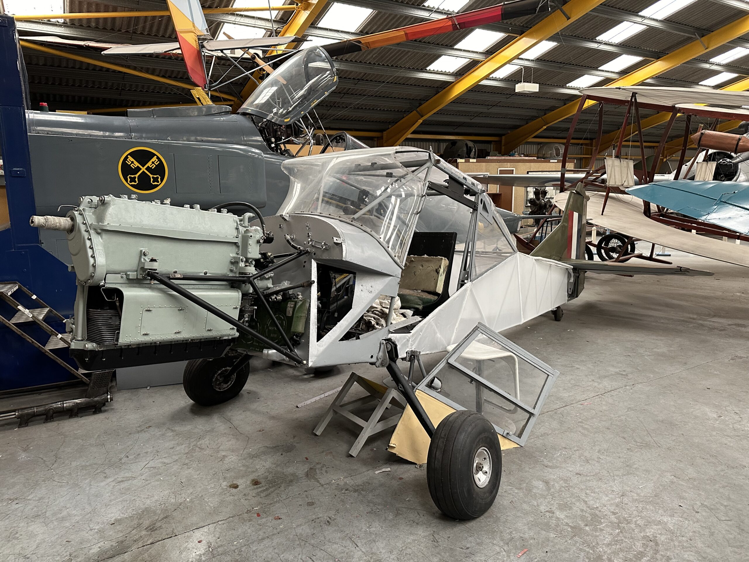 The Newark Air Museum's Auster AOP.9 project now has its Blackburn Cirrus engine in place. [Photo by Howard Heeley - Down To Earth Promotions]