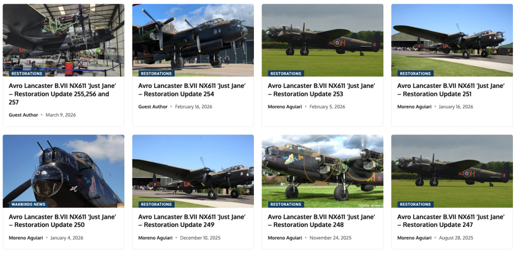 Avro Lancaster B.VII NX611 ‘Just Jane’ – Restoration Update 258 16 Avro Lancaster B.VII NX611 ‘Just Jane – Restoration Updates
