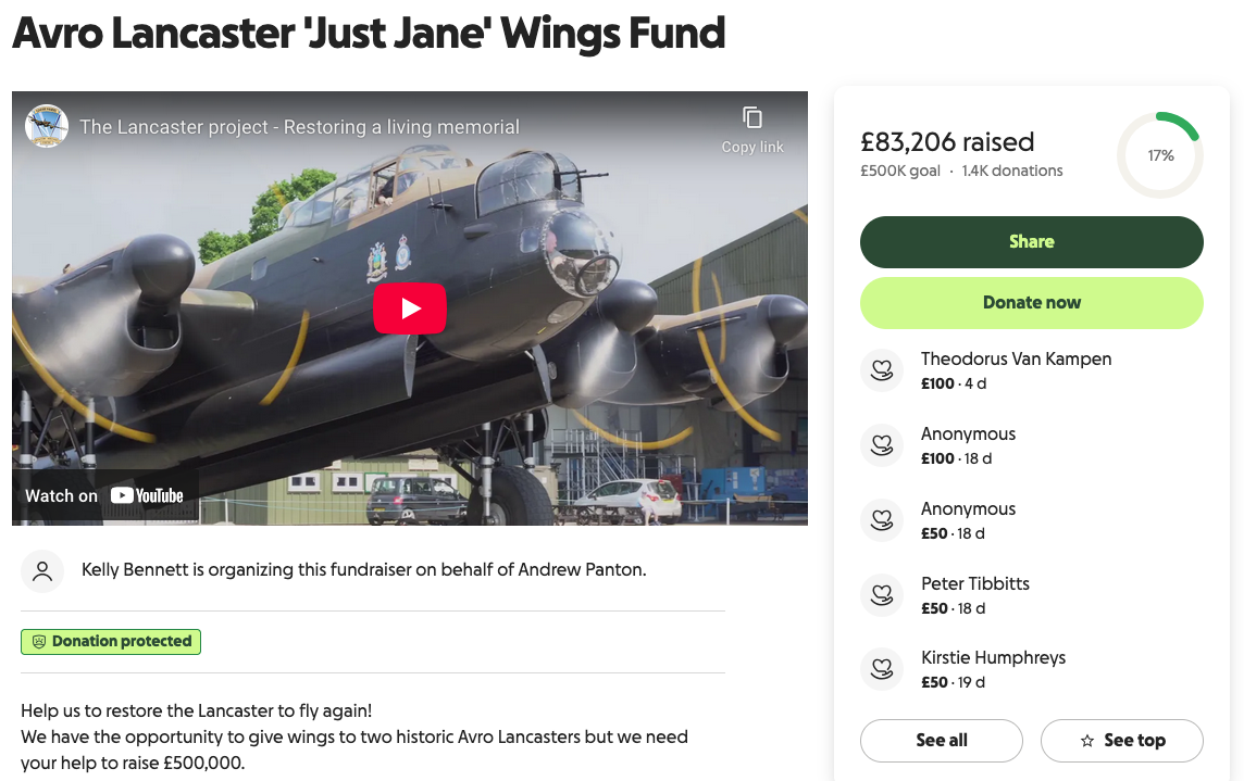 Avro Lancaster Just Jane Wings Fund 2