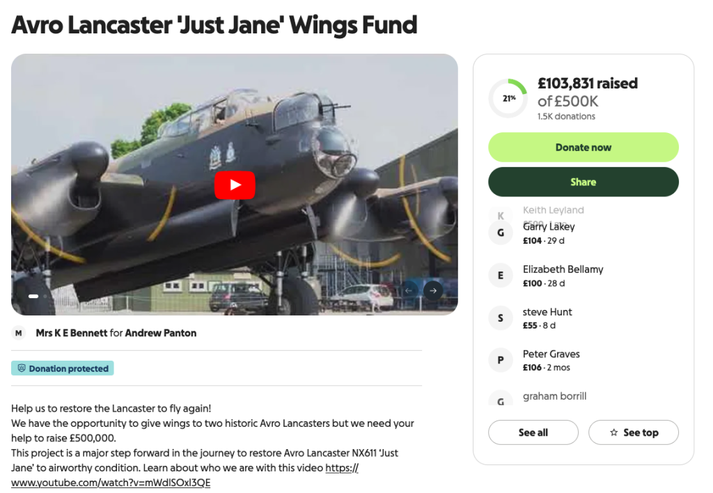 Avro Lancaster B.VII NX611 ‘Just Jane’ – Restoration Update 259 22 Avro Lancaster Just Jane Wings Fund 7