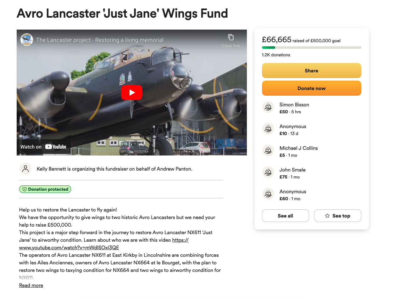 Avro Lancaster Just Jane Wings Fund