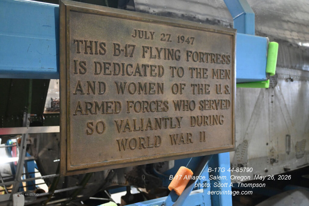 B-17G Lacey Lady Restoration Continues to Advance at Salem 16 B 17 Lacdey Lady brass sign