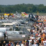 B 25 Mitchell line up with crowd 2007 Thunder Over Michigan Photo Courtesy of Roger Cain 1