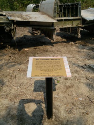 The plaque that the rescue team placed where the B-25 crashed in 1969.