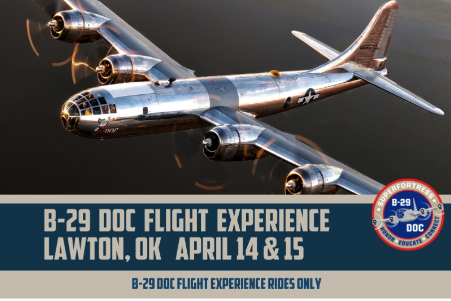 B 29 DOC Flight Experience available in Lawton OK April 14 15