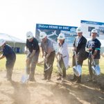 B 29 Doc hangar groundbreaking event in Wichita. Pictured L R Connie Palacioz Tony Mazzolini Jeff Turner Leanne Caret Tom Gentile and Pete Meitzner.