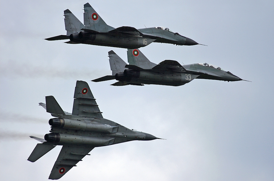 BAF MiG 29s in flight Garchev