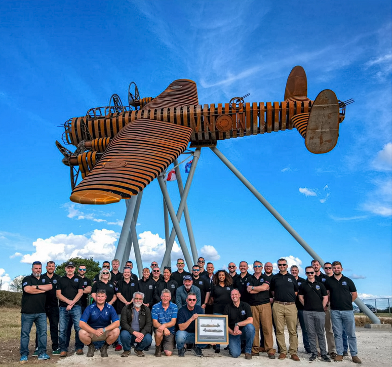 “On Freedom’s Wings” – Lancaster Bomber Sculpture Unveiled at Lincolnshire Gateway 11 BBMF personnel visited the new Lancaster sculpture On Freedoms Wings on 9th September