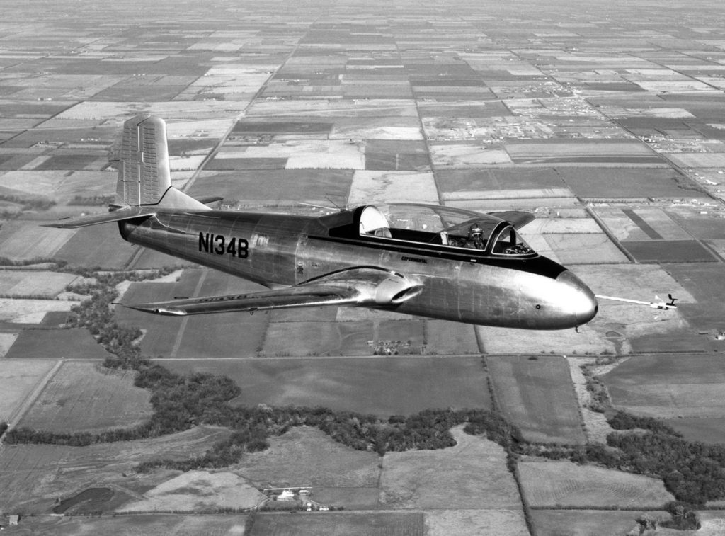 Beechcraft Model 73 Jet Mentor in flight c1956