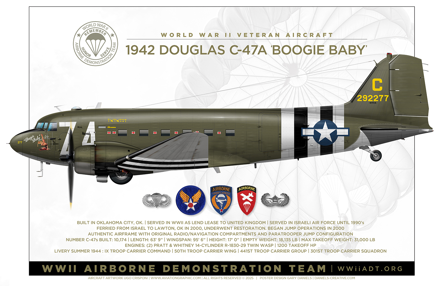 WWII Airborne Demonstration Team Keeps Two ‘Skytrains’ Airborne to Honor Veterans 14 Boogie Baby Gary Daniels 01