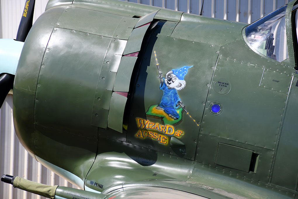 Australia’s CAC Boomerang Fighter A46-54 Flies Again After 81 Years 14 Boomerang A46 54 features distinctive Wizard of Aussie Koala nose art