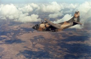 A Fairchild C-123K Provider (s/n 54-0696) of the 19th Air Commando Squadron, 315th Air Commando Wing, on a paratrooper dropping mission over the Mekong Delta, South Vietnam, on 27 March 1969. This aircraft was turned over to the South Vietnamese Air Force (VNAF) in 1972. ( Image credit U.S. Air Force)