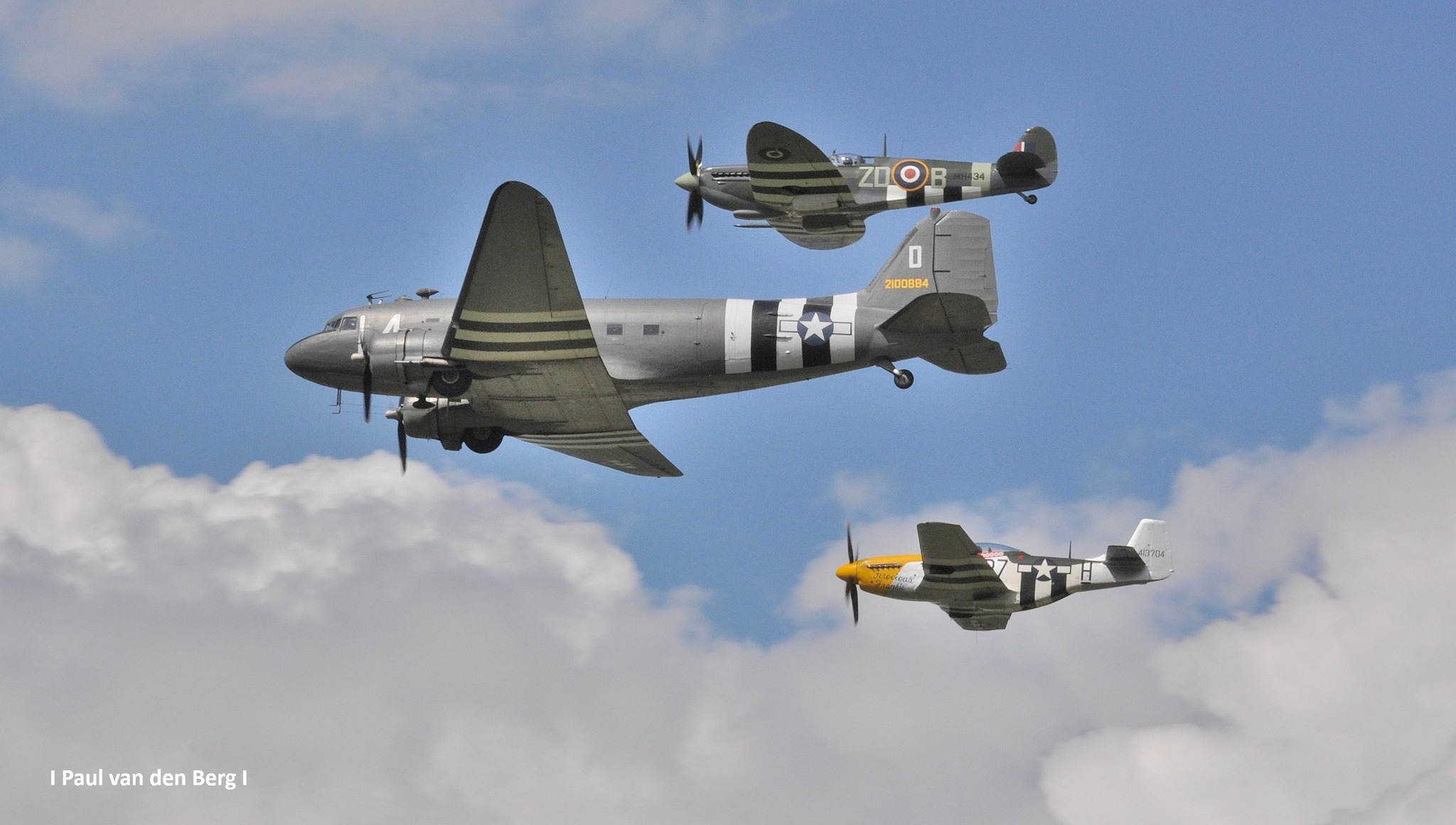 C 47 serial 42 100884 G DAKS Duxford with Spitfire