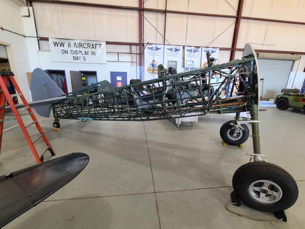 After more than four years the Stearman is finally standing on its "legs." [Photo by Angela Decker]