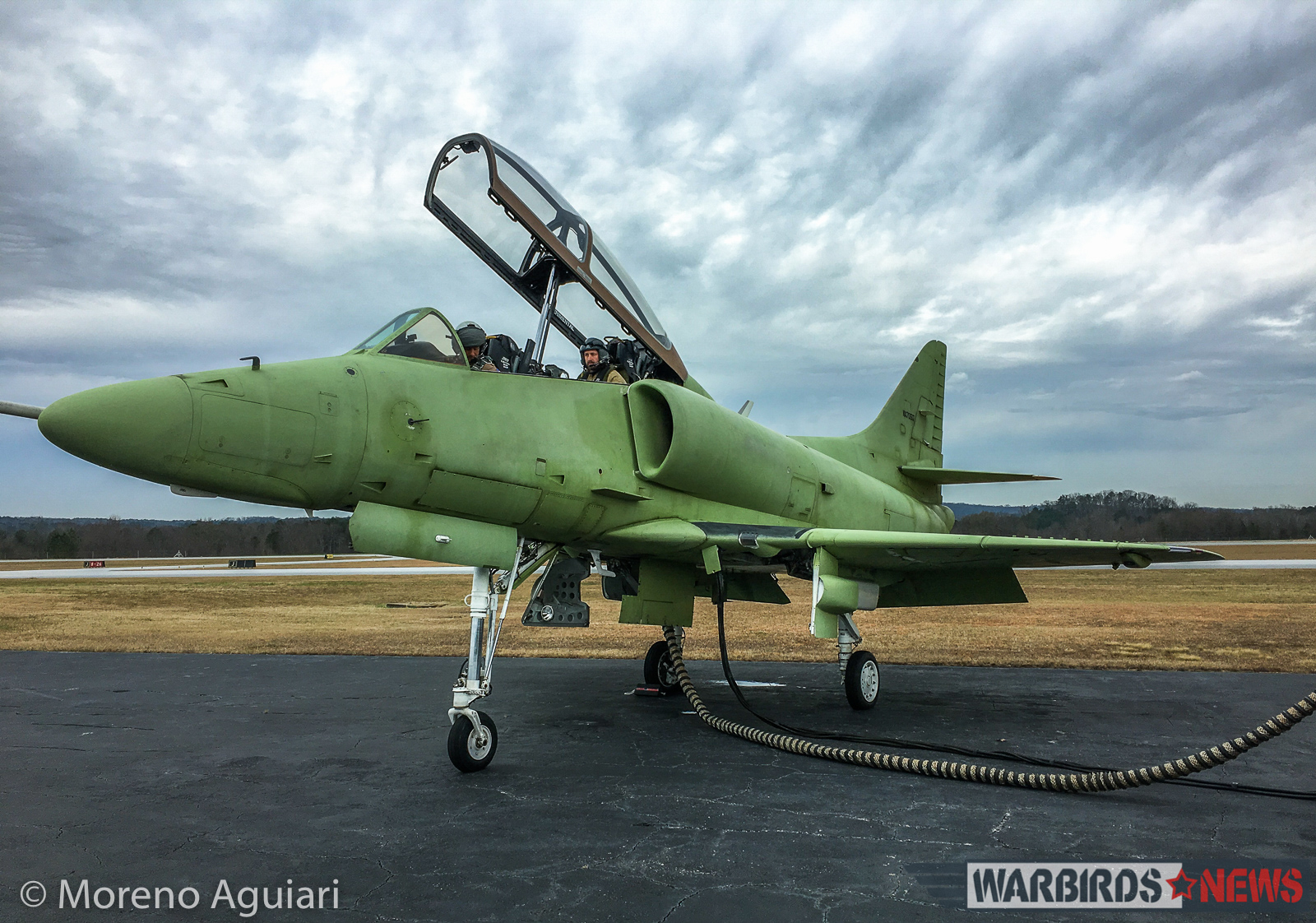 Combat Fighters of Americas TA-4J Skyhawk in her green primer prior to a flight in May, 2016. (photo by Moreno Aguiari)