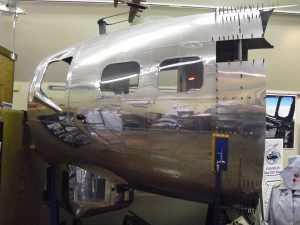 The fully restored nose section for "Lacey Lady" as she sits in the B-17 Alliance Group's hangar in Aurora, Oregon.
