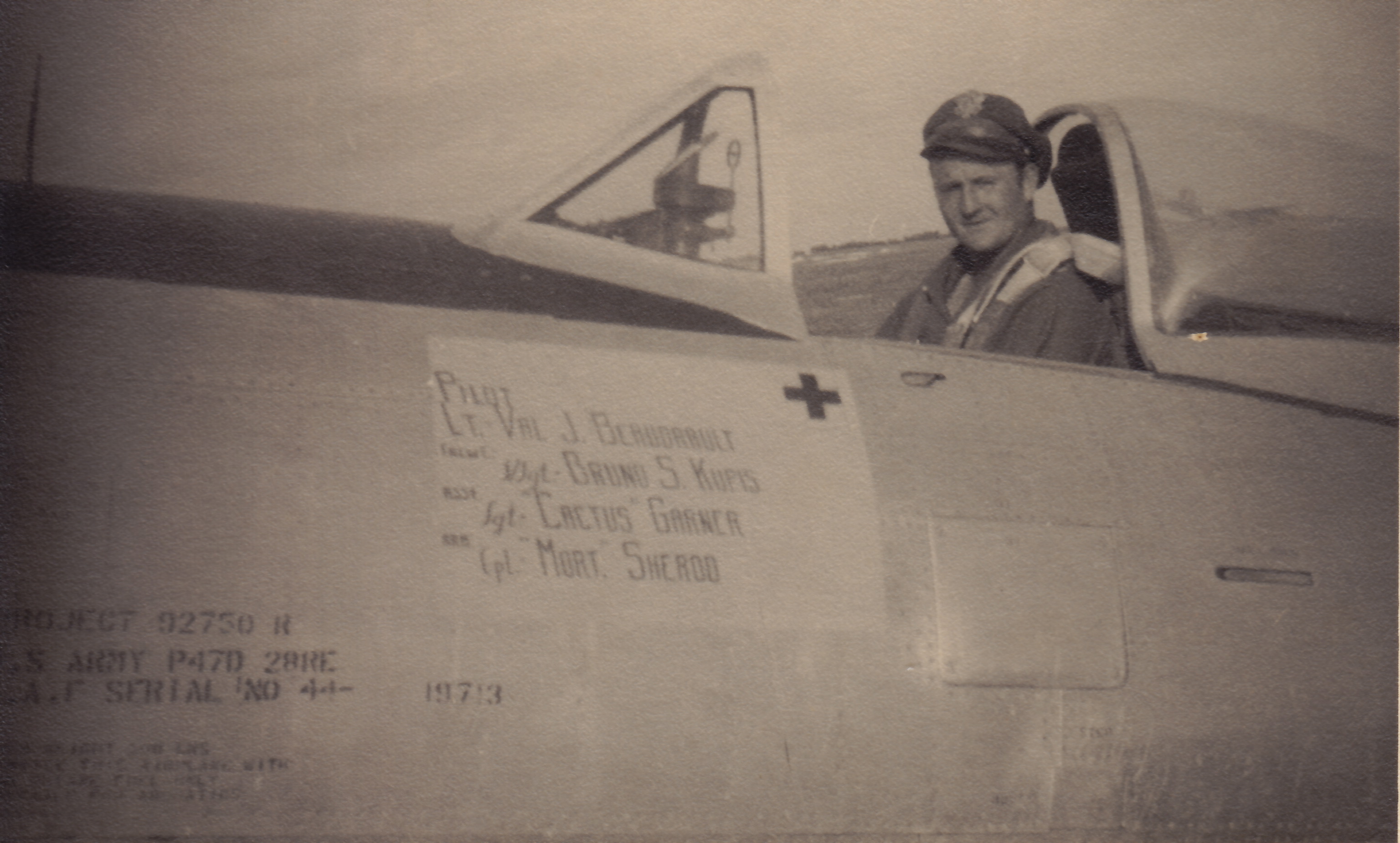  Capt Beaudrault in the cockpit of his P-47D ( Photo by Priscilla-Beaudrault's collection via Stephen Chapis).jpg