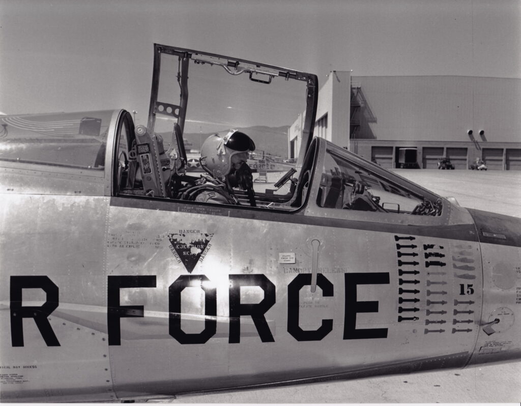 Capt Walter Irwin taxis for speed record USAF