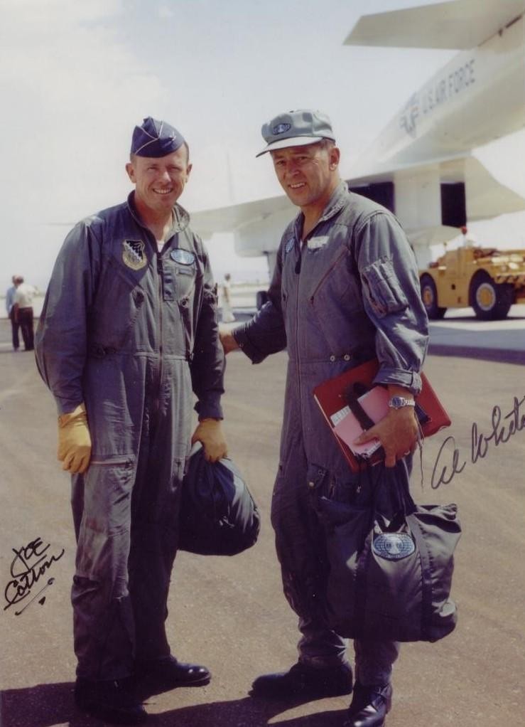 Colonel Joseph F. Cotton USAF and Alvin S. White North American Aviation with an XB 70A Valkyrie