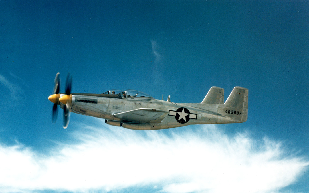A color shot of the XP-82 back during its test flying days. (photo via Tom Reilly)