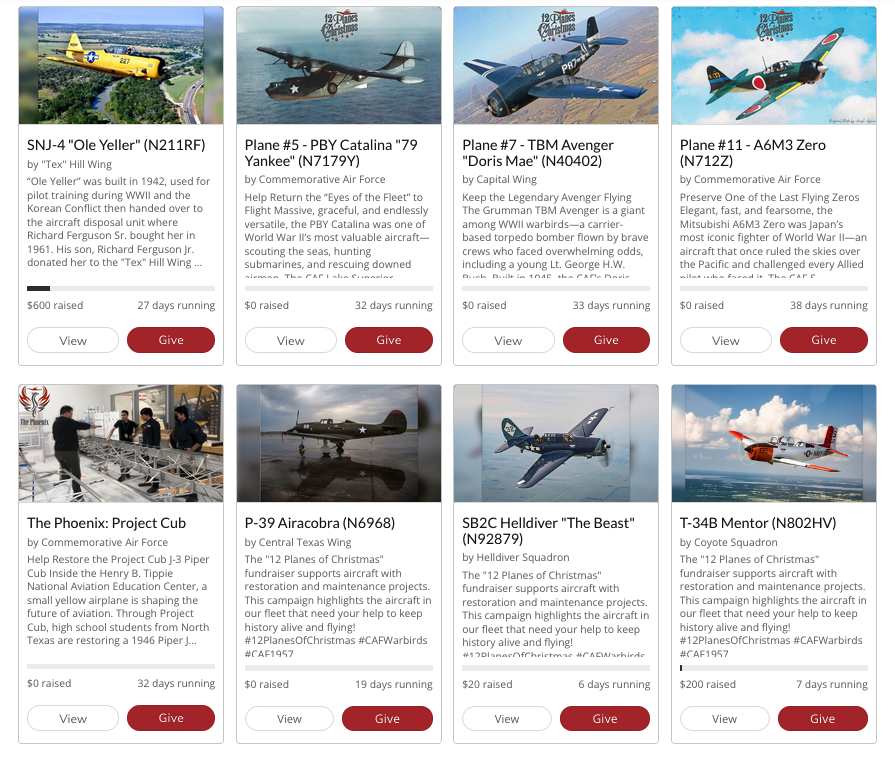 Commemorative Air Force Launches Annual 12 Planes of Christmas Fundraising Campaign 2