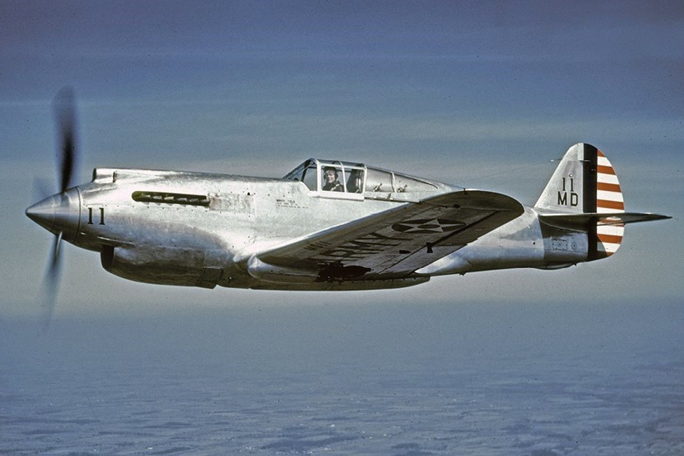 Curtiss XP 40 in flight circa in 1939