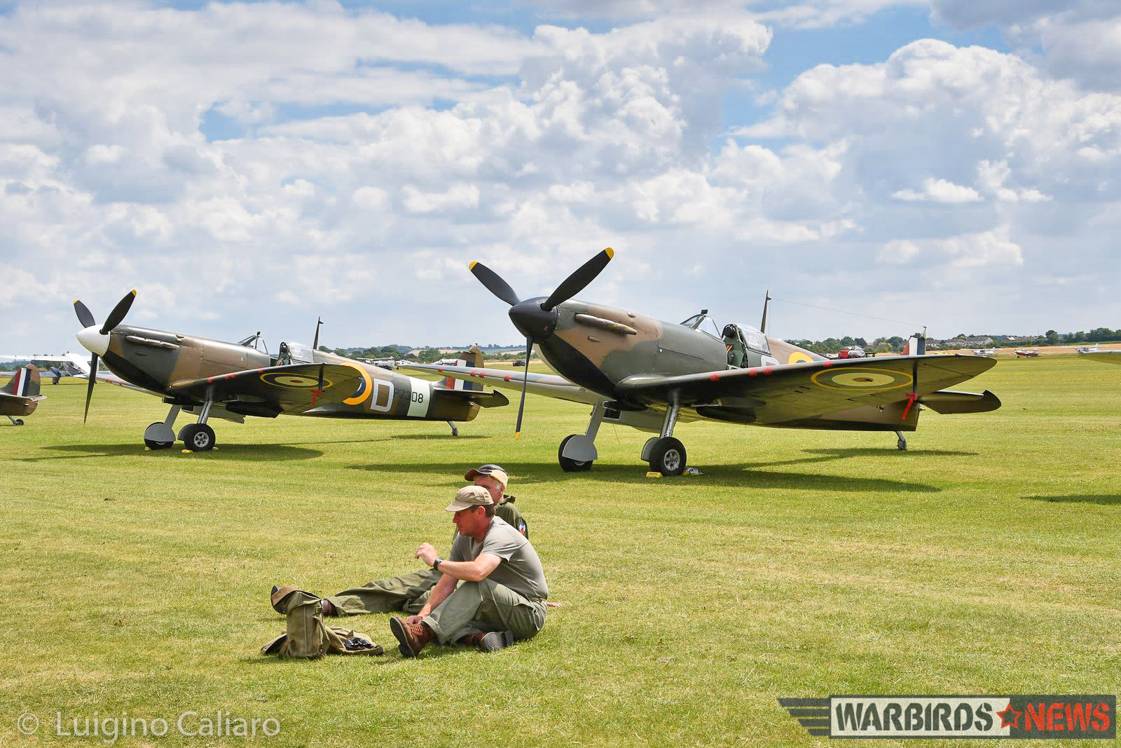 Two of the three Supermarine Spitfire Mk.Is on hand at Duxford. (photo by Luigino Caliaro)