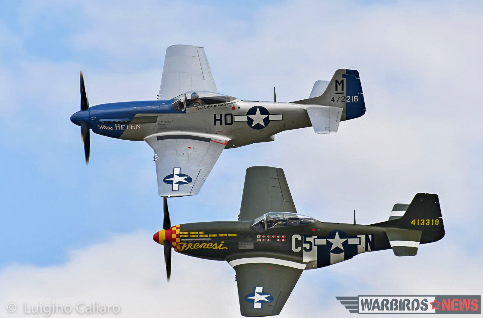 A magnificent closeup showing two of the many Mustangs at the show in tight formation. (photo by Luigino Caliaro)