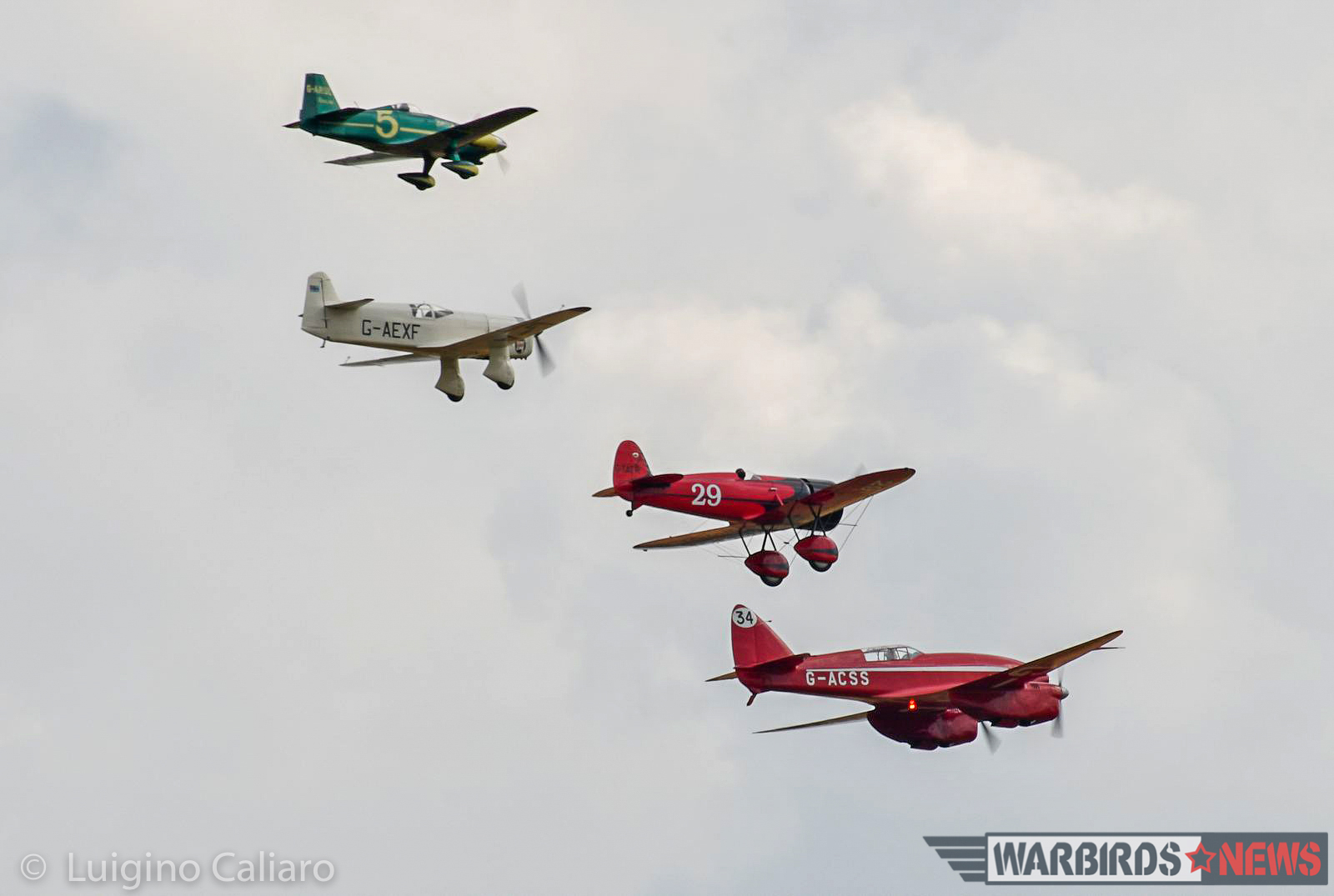 A gorgeous lineup of famous, between-the-wars air race planes. (photo by Luigino Caliaro)