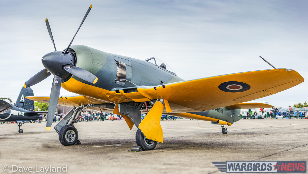 Air Leasing's Hawker Fury Mk II on the flightline. The aircraft is one of a batch which Hawker built for the Iraqi Air Force, but is now marked as the original Hawker Sea Fury prototype SR661. (photo by Dave Layland)