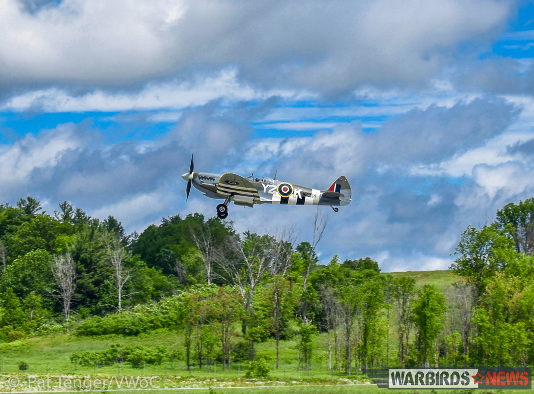 Mike Potter aloft in Vintage Wings of Canada's newly minted Mk.IX for the first time. (photo by Pat Tenger)