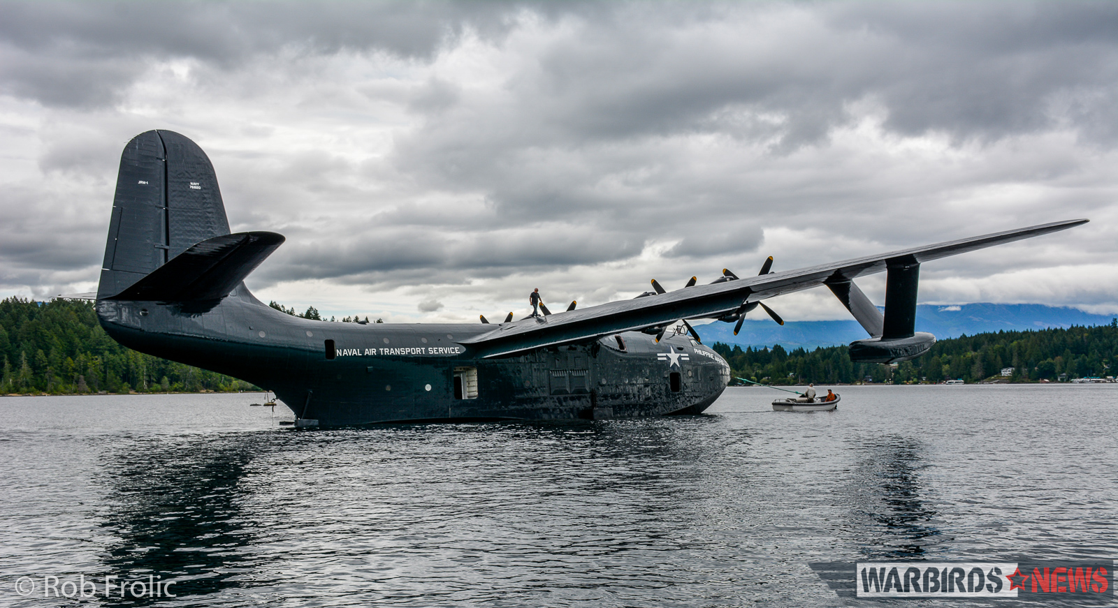 Philippine Mars floating on Sproat Lake for the first time in years. She is nearly airworthy but currently inhibited, awaiting the outcome of a deal to take her to the National Naval Aviation Museum in Pensacola, Florida. (photo by Rob Frolic)