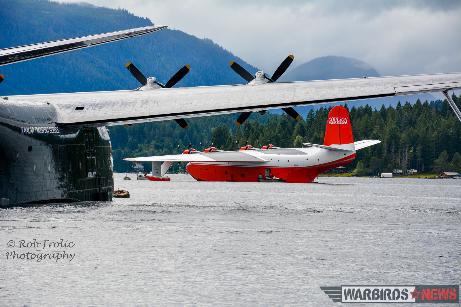 A distant view of Hawaii Mars framed by the wing of Philippine Mars on Sproat Lake. (photo by Rob Frolic)