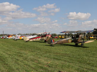 De Havilland Moth Club fly in Oaksey Park Wiltshire England 5483