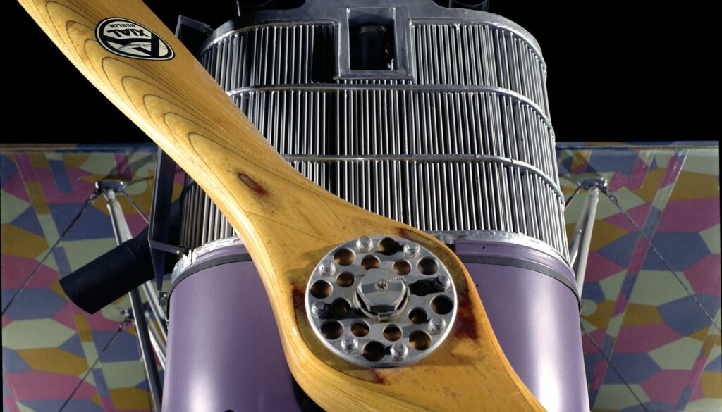 Detail of the radiator and propeller of the MOF s Pfalz D.XII The Museum of Flight 1