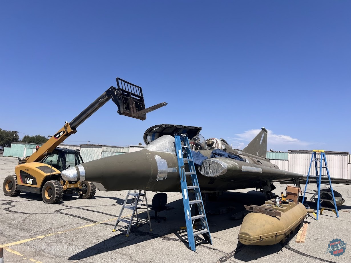 Draken AT 155 N155XD with the Yanks Air Museums forklift in position to lift the ejection seats out for shipment Adam Estes