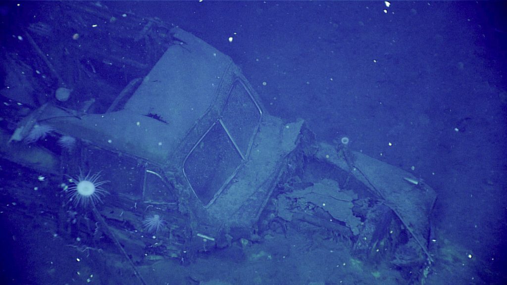 During the April 20 Papahānaumokuākea ROV and Mapping expedition dive we imaged this automobile likely 1940 41 Ford Super Deluxe Woody in the hangar deck of USS Yorktown