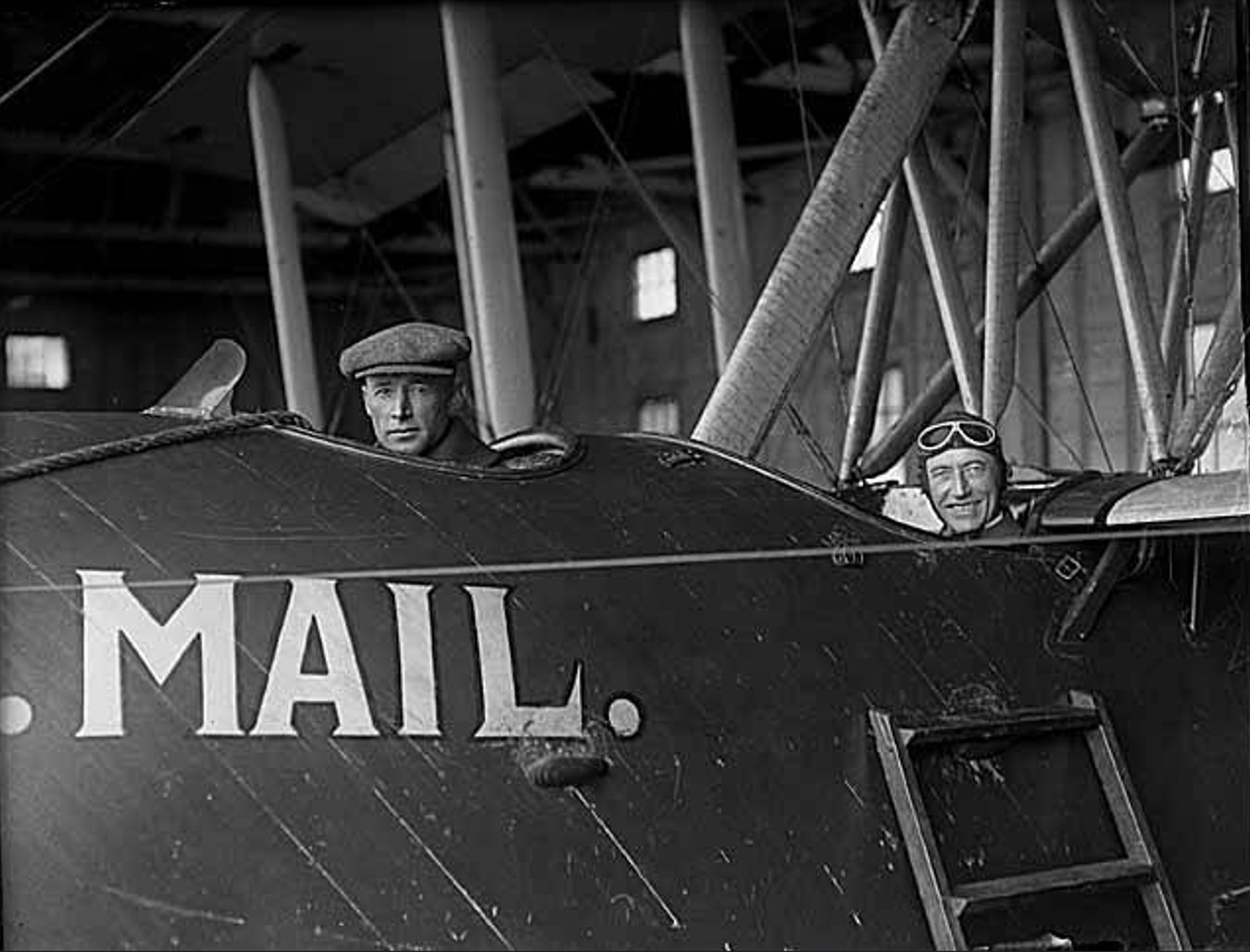 Adam’s Profile Reports: Boeing B-1 Flying Boat, The Oldest Existing Airplane Built by The Boeing Company 19 Eddie Hubbard and unidentified man in mail plane Seattle ca 1919 MOHAI 845