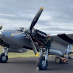 DH Mosquito T.43 NZ2308/ZK-PWL about to start its two Rolls-Royce Merlins for the first time in nearly 70 years. [Screenshot from Avspecs Ltd video on Facebook]