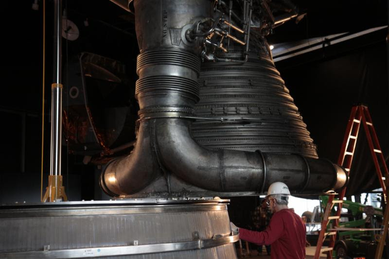 F-1 Engine Installation. (Photo by NASA)