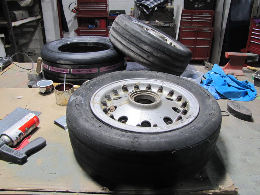 F 104 New tires for the F 104. Getting the old tires off of the rims is a problem.